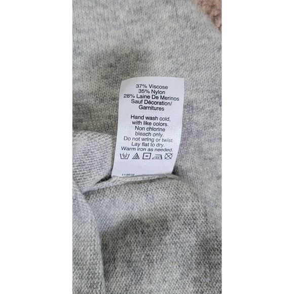J. Crew Sweater Crew Neck Womens XS Grey w/ Black Lace Accent Soft Wool Blend - Picture 9 of 12